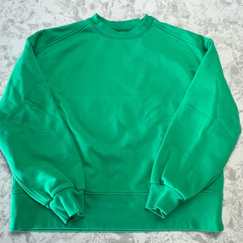 Everlane Small Crew Neck Track Sweatshirt in Kelly Green